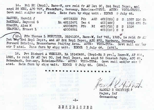 This is the order that sent my grandfather back to the states.