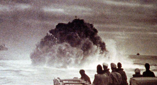 Sinking of a U-Boat by depth charges.
