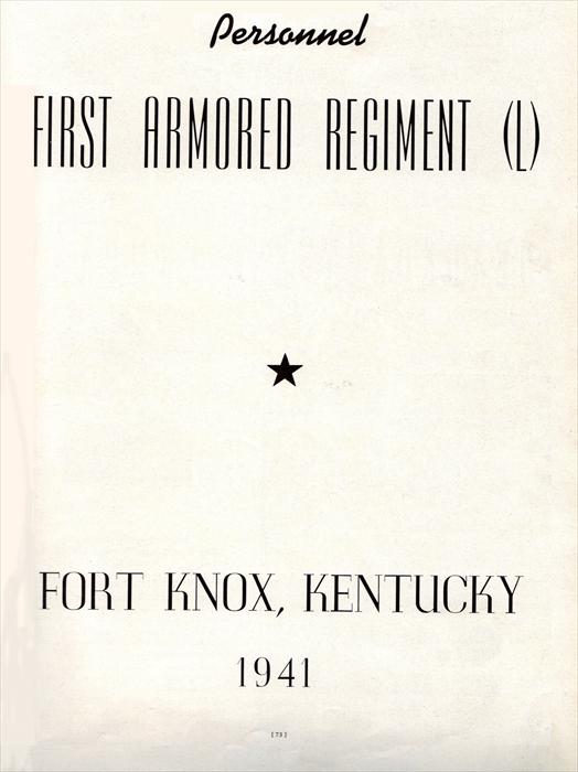 1st Armored Regiment (L) title page.