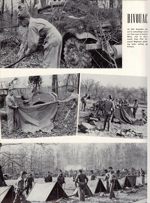 Pics of soldiers at a bivouac.