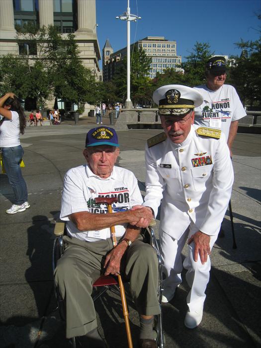 Bob Lamp gets a special thank you from the Admiral of the Navy at the United States Navy Memorial.