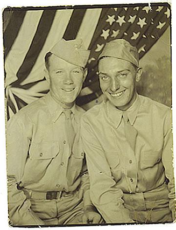 1944 - Columbia S.C. while statoned at Fort Jackson S.C. The one with cap on is P.F.C. Ernest A Deubel-Newark N.J.- KIA late Dec 1944 in Saar Basin, Germany was good friend.