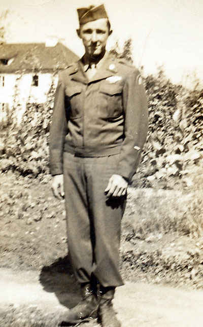 In Hallein, Austria my grandfather stand in front of 