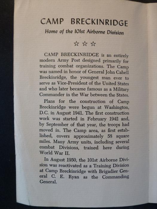 Ken Klinger memorabilia-Armed Forces Day at Camp Breckinridge, 1951, P.1.