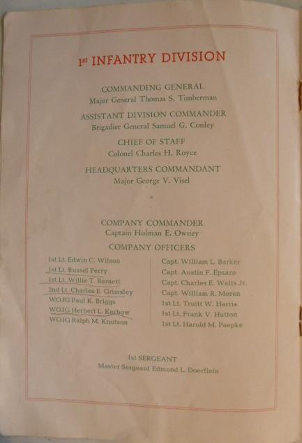 Christmas menu and roster. Lt. Charles Grimsley is found in my father's photos.