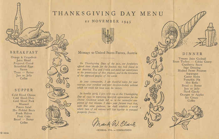 Thanksgiving day feast, November 1945.