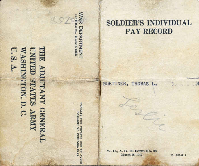 Soldier's individual pay record book. Was to insure soldier's against delay in receiving their money.