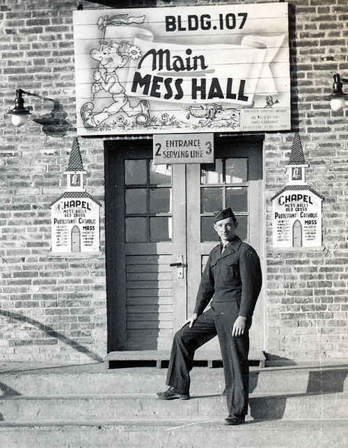 Main mess hall included a Catholic church, red cross, and a Protestant church.