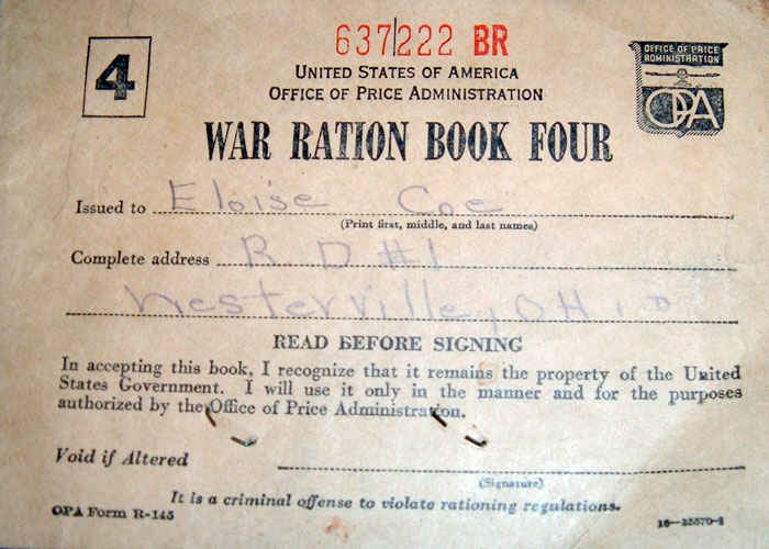 War ration book used by Norman sister Eloise.