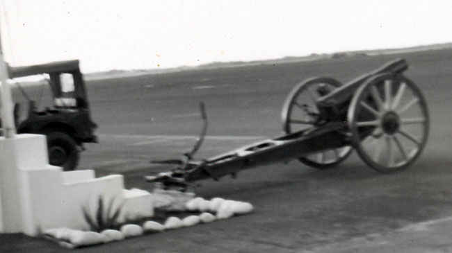 Cannon on Iwo Jima.