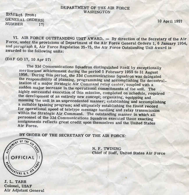 Richard's squadron successfully completed the planning, programming and accomplishing the decentralization of of a major Strategic Air command realy center.