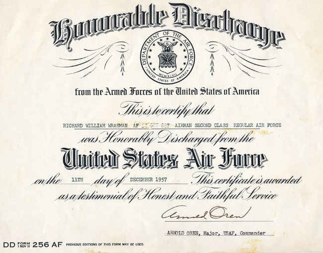 Honorably Discharge.