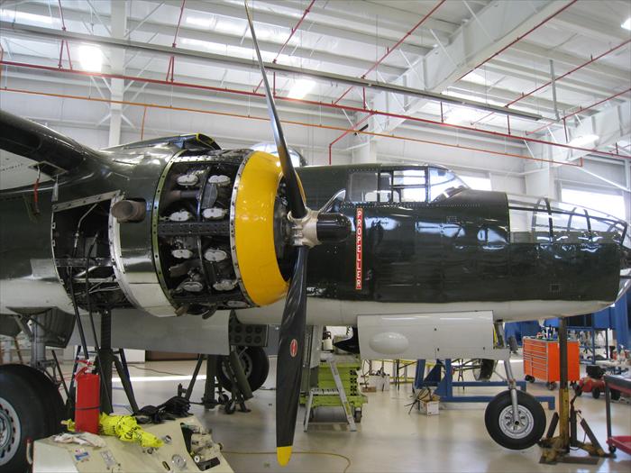 B-25 Mitchell being checked out for flight in Urbana, Ohio.