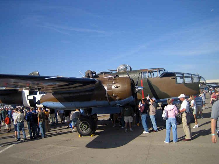 B25 Mitchell. The bomber used in the April 1942 Doolittle Raid, in which B-25s, led by Jimmy Doolittle, took off from the carrier USS Hornet and successfully bombed Tokyo.