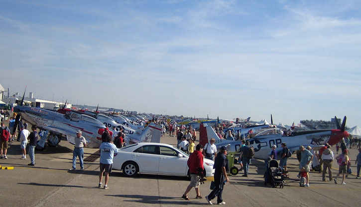 Nearly 100 P-51 Flying Mustangs at Rickenbacker Airport.