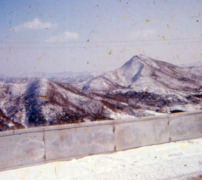 Korea in winter 1973-1974. View of the countryside from radar hill..