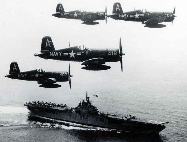 Corsair formation above the Boxer.