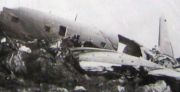 Plane wreckage in the mountains. More planes were lost due to weather than were shot down by Zero's.