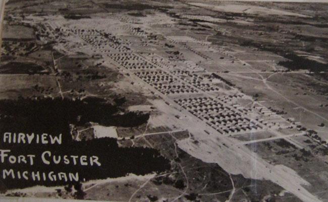 Air view of Fort Custer, Michigan were Robert went through OCS and MP post duty.