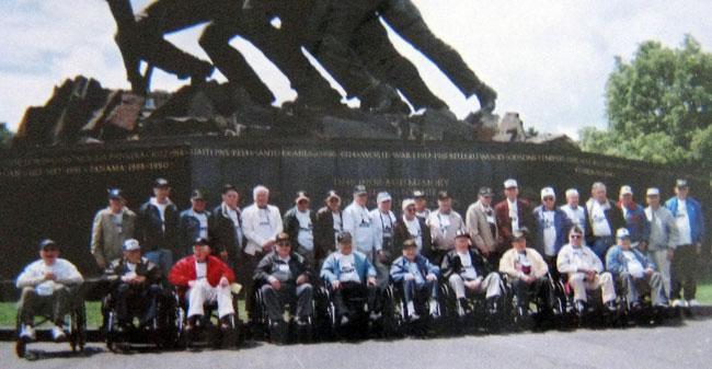 Honor Flight from Columbus, Ohio. The honor flight sends World War II veterans to the memorial for free so that every one of them has an opportunity see it.