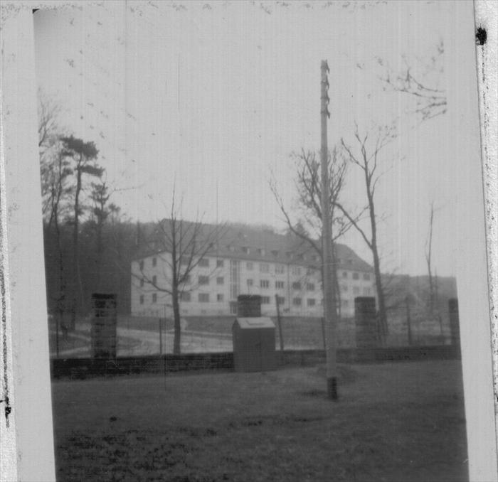 Barrack Dad called home.  Cambrai Fritsch, Darmstadt.  1st ID HQ. Photo between his arrival in September 1951 and the move to Wuerzburg, September 1952.