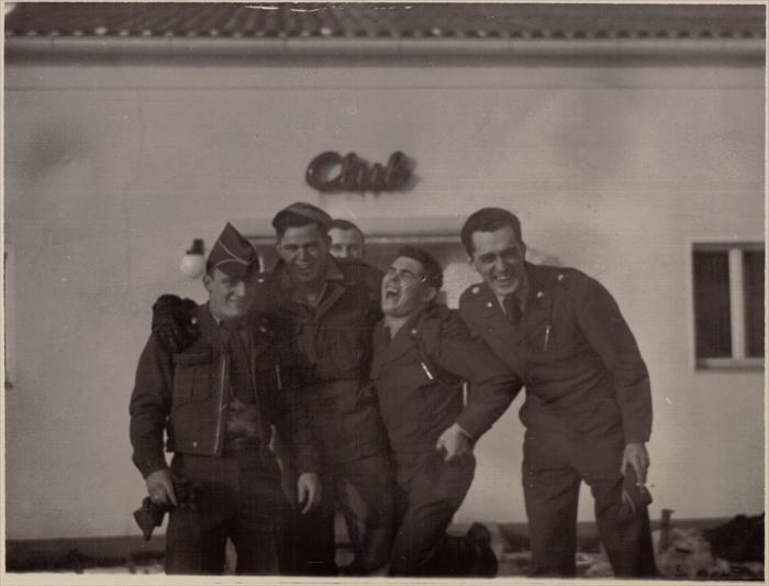 John Tubinis, PFC 1st ID Hq Co, right.  Two buddies in the center seen in separate furlough photos.