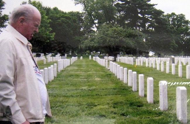 World War II Memorial. Many soldier's have their wife buried above them in the cemetery.