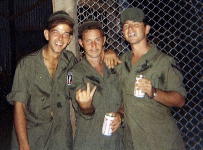 Budweiser in Vietnam. Smitty, Hector, Jim Eakes.