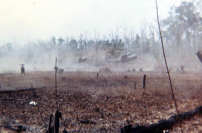 Choppers landing in Vietnam.