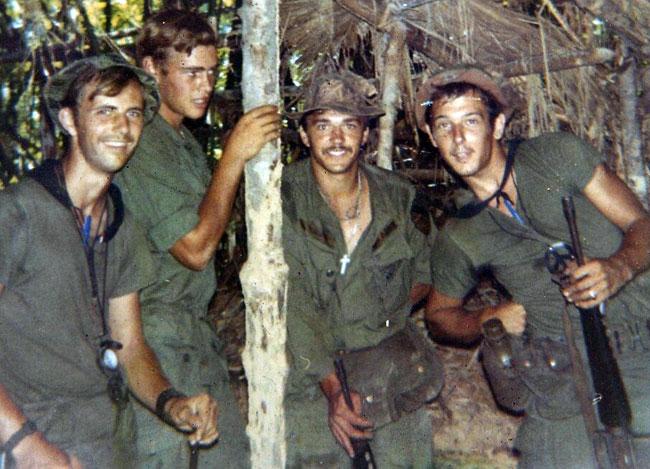 Left Jack, Mike, Eldon, and Dan in Vietnam.