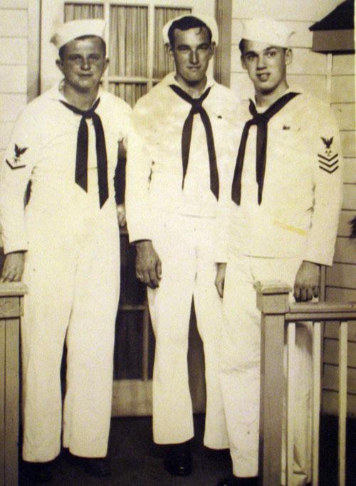 Welsh, Hodges, and Fred Garvin in Naples, Italy July 27, 1944.