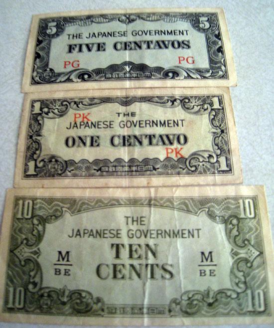 Japanese Government Centavos currency.