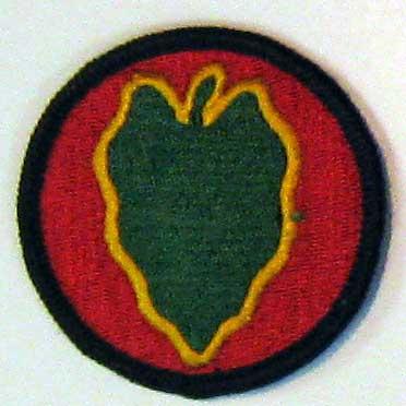 24th Infantry Division patch. When Carl was sent into action in the Korean War he was assigned to the 24th. The 24th Infantry was the first fight in the Korean War and first to serve under the United Nations.