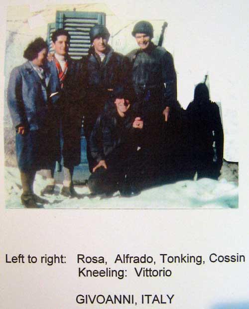 Carl Cossin with his billeted family in Italy. Left Rosa, Alfrado, Tonking, Cossin, and Vittorio in front.