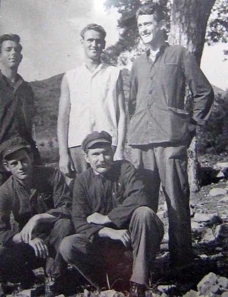 Freedom photo of Carl Cossin front right after being released in Inchon, South Korea.