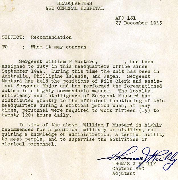 W. Paul Mustard letter of recommendation. W. Paul Mustard letter of recommendation.