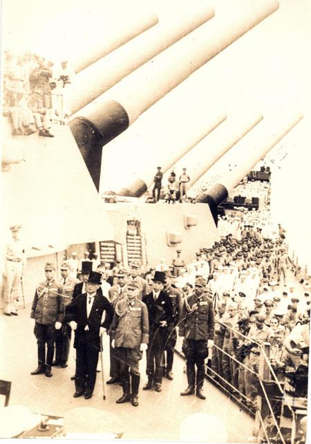 September 2, 1945 Japanese formally surrender on the battleship USS Missouri, anchored in Tokyo Bay