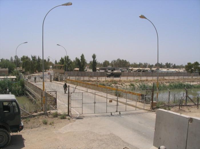 Entry of bridge leading to the main entrance of the EECP.  View from tower.  Picture taken 2004.