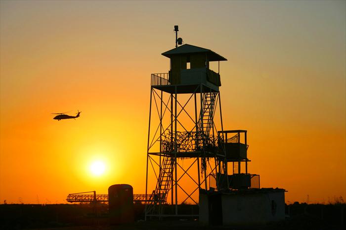 One of our many guard towers located along the large perimeter fence of LSA Anaconda.