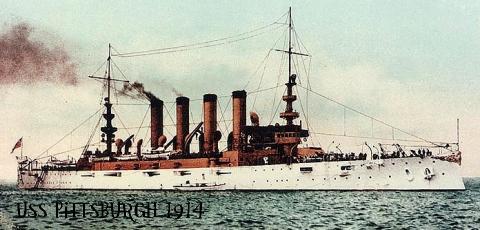 Assigned to the USS Pittsburgh in 1914.
