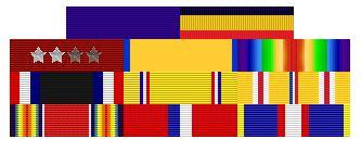 Chief Morris' Ribbons: From Top to Bottom, Top Row: Presidential Citation & Presidential Unit Citation (Navy), Second Row: Navy Good Conduct Medal (WWII era), China Relief Expeditionary Medal (Navy), & World War I Victory Medal. Third Row: Cuban Pacification Medal (1908), American Defense Service Medal, & the Asiatic-Pacific Campaign Medal. Bottom Row: World War II Victory Medal, Philippine Liberation Medal, & Philippine Independence Medal.
