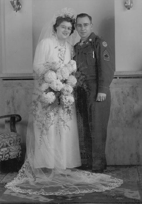 Oma & my Grandfather posing for a portrait, circa 1948.